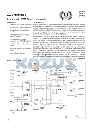UC1638J datasheet - ADVANCED PWM MOTOR CONTROLLER