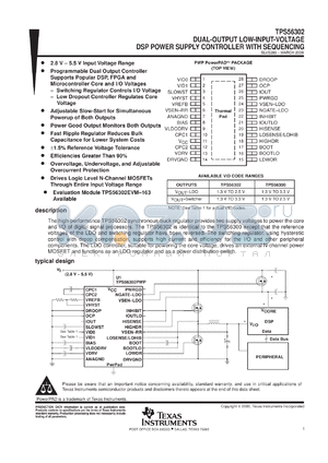 TPS56302PWPR datasheet - DUAL-OUTPUT LOW-INPUT-VOLTAGE DSP POWER SUPPLY CONTROLLER