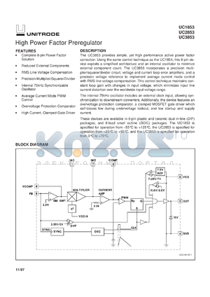 UC3853DTR datasheet - HIGH POWER-FACTOR PREREGULATOR