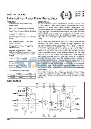 UC1854AL datasheet - ENHANCED HIGH POWER FACTOR PREREGULATOR