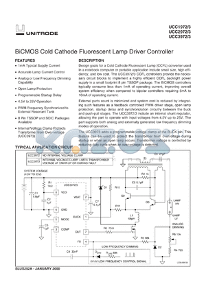 UCC3972PW datasheet - BICMOS COLD CATHODE FLUORESCENT LAMP DRIVER CONTROLLER