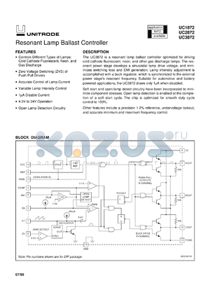 UC3872N datasheet - RESONANT LAMP BALLAST CONTROLLER
