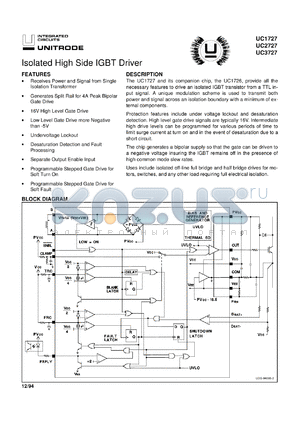 UC3727N datasheet - ISOLATED HIGH SIDE IGBT DRIVER