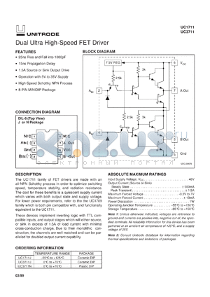 UC3711QTR datasheet - DUAL ULTRA HIGH-SPEED FET DRIVER