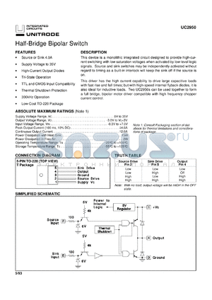 UC2950T datasheet - HALF-BRIDGE BIPOLAR SWITCH