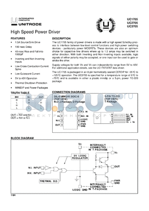 UC2705DTR datasheet - HIGH SPEED POWER DRIVER