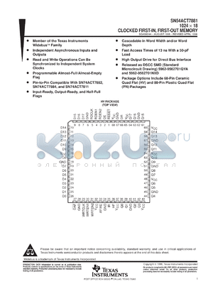 5962-9562701NXD datasheet - 1024 X 18 SYNCHRONOUS FIFO MEMORY