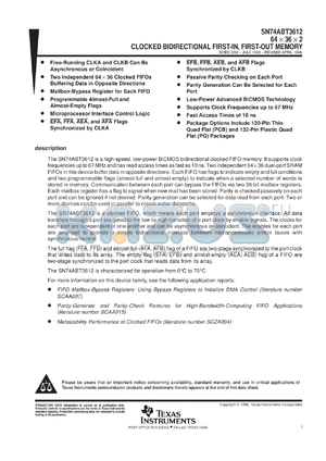 SN74ABT3612-30PCB datasheet - 64 X 36 X 2 BIDIRECTIONAL SYNCHRONOUS FIFO MEMORY