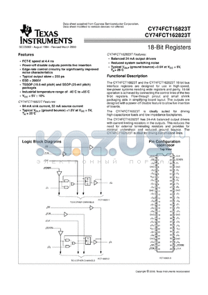 CY74FCT162823CTPAC datasheet - 18-BIT D-TYPE FLIP-FLOPS WITH 3-STATE OUTPUTS