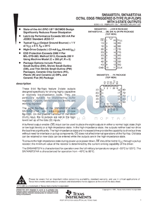 SNJ54ABT374W datasheet - OCTAL EDGE-TRIGGERED D-TYPE FLIP-FLOPS WITH 3-STATE OUTPUTS