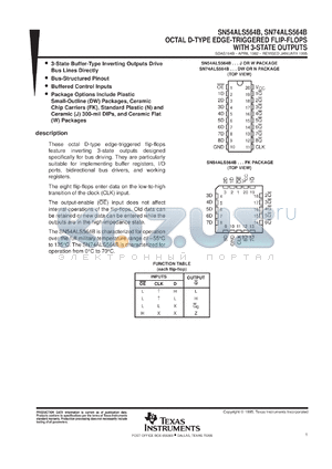 SNJ54ALS564BW datasheet - OCTAL D-TYPE EDGE TRIGGERED FLIP-FLOPS WITH 3-STATE OUTPUTS