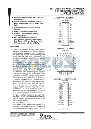 SNJ54AS823AFK datasheet - 9-BIT BUS INTERFACE FLIP-FLOPS WITH 3-STATE OUTPUTS