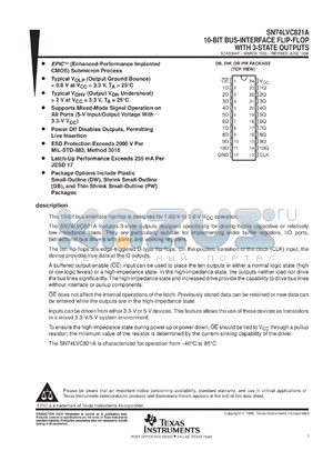 SN74LVC821APWLE datasheet - 10-BIT BUS-INTERFACE FLIP-FLOP WITH 3-STATE OUTPUTS