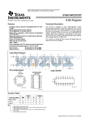 CY74FCT273ATQC datasheet - OCTAL D-TYPE FLIP-FLOPS WITH CLEAR