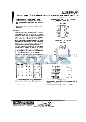 JM38510/30109B2A datasheet - DUAL J-K(/) POSITIVE-EDGE-TRIGGERED FLIP-FLOPS WITH PRESET AND CLEAR