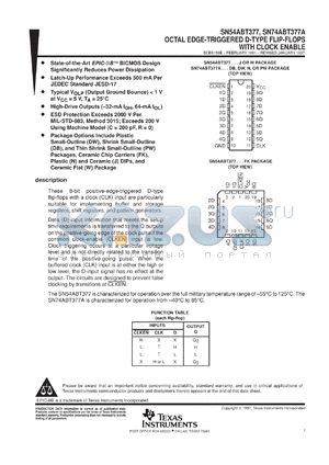 SN74ABT377ADBLE datasheet - OCTAL EDGE-TRIGGERED D-TYPE FLIP-FLOPS WITH CLOCK ENABLE