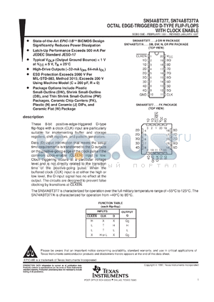 SN74ABT377ADWR datasheet - OCTAL EDGE-TRIGGERED D-TYPE FLIP-FLOPS WITH CLOCK ENABLE