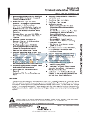 TMS320UC5409PGE-80 datasheet - DIGITAL SIGNAL PROCESSOR