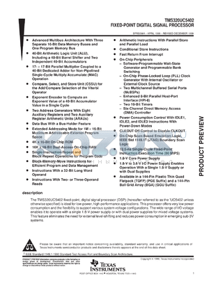 TMS320UC5402GGU-80 datasheet - DIGITAL SIGNAL PROCESSOR