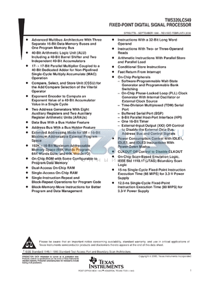 TMS320LC549GGU-80 datasheet - DIGITAL SIGNAL PROCESSOR