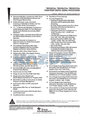 TMS320LC546APZ-66 datasheet - DIGITAL SIGNAL PROCESSOR