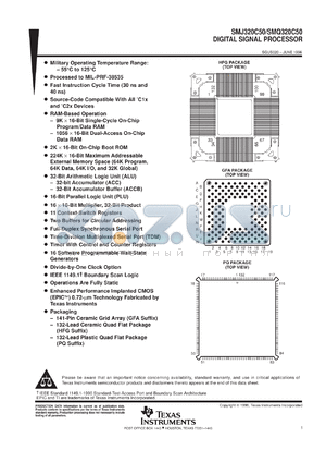 SM320C50HFGM66 datasheet - DIGITAL SIGNAL PROCESSORS