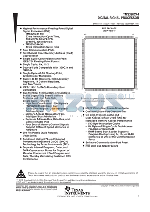 TMX320C44PDB50 datasheet - DIGITAL SIGNAL PROCESSOR