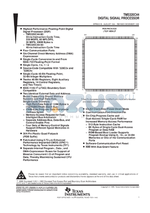 TMS320C44GFW60 datasheet - DIGITAL SIGNAL PROCESSORS