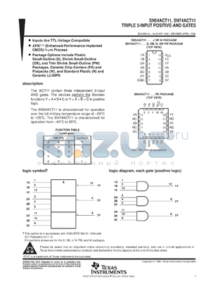 SNJ54ACT11J datasheet - TRIPLE 3-INPUT POSITIVE-AND GATES