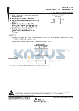 SN74AHCT1G86DBVR datasheet - SINGLE 2-INPUT EXCLUSIVE-OR GATE