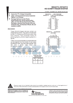 SN74ACT14PWLE datasheet - HEX SCHMITT-TRIGGER INVERTERS