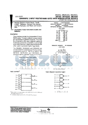 SNJ54LS03J datasheet - QUADRUPLE 2-INPUT POSITIVE-NAND GATES WITH OPEN-COLLECTOR OUTPUT