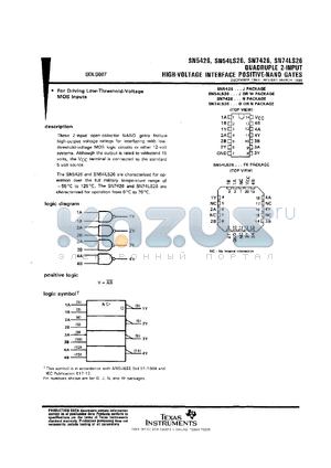 JM38510/32102B2A datasheet - QUADRUPLE 2-INPUT HIGH-VOLTAGE INTERFACE POSITIVE-NAND GATES