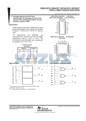 JM38510/37302B2A datasheet - TRIPLE 3-INPUT POSITIVE-NOR GATES