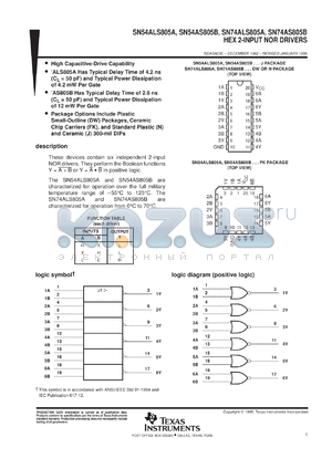 SNJ54AS805BJ datasheet - HEX 2-INPUT NOR DRIVERS