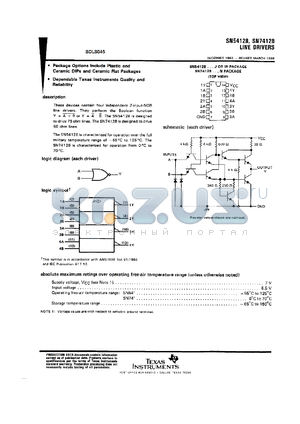 SN74128D datasheet - 50 OHM LINE DRIVERS