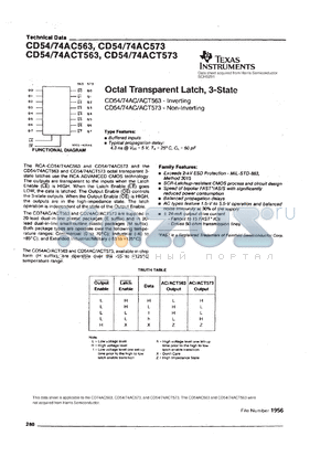 CD74AC563E datasheet - OCTAL TRANSPARENT INVERTING LATCHES WITH 3-STATE OUTPUTS