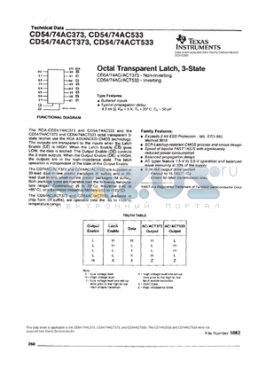 CD74ACT373E datasheet - OCTAL TRANSPARENT LATCHES WITH 3-STATE OUTPUTS