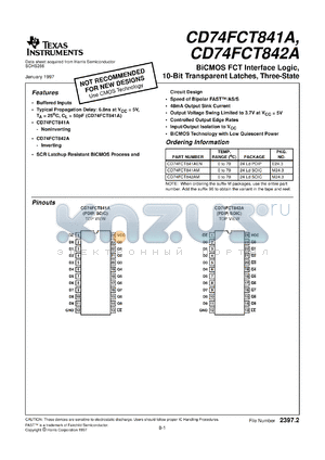 CD74FCT841AM96 datasheet - BICMOS FCT INTERFACE LOGIC 10-BIT NON-INVERTING TRANSPARENT LATCHES WITH 3-STATE OUTPUTS