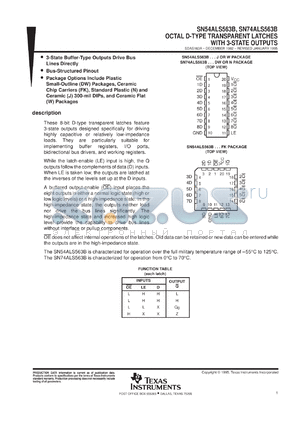 SNJ54ALS563BFK datasheet - OCTAL D-TYPE TRANSPARENT LATCHES WITH 3-STATE OUTPUTS