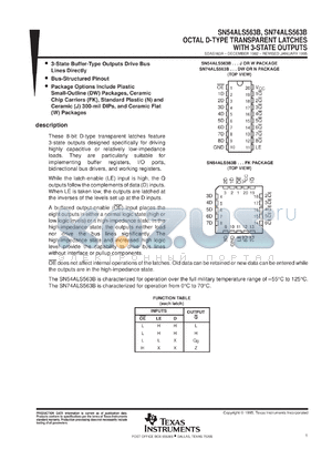 SNJ54ALS563BJ datasheet - OCTAL D-TYPE TRANSPARENT LATCHES WITH 3-STATE OUTPUTS