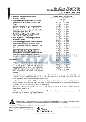 SN74ABT162841DGGR datasheet - 20-BIT BUS-INTERFACE D-TYPE LATCHES WITH 3-STATE OUTPUTS