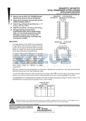 SN74ABT373DBLE datasheet - OCTAL TRANSPARENT D-TYPE LATCHES WITH 3-STATE OUTPUTS