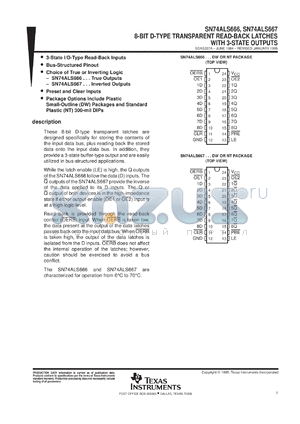 SN74ALS666DWR datasheet - OCTAL D-TYPE TRANSPARENT READ-BACK LATCHES WITH 3-STATE OUTPUTS