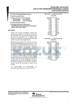 SN74ALS667DWR datasheet - OCTAL D-TYPE TRANSPARENT READ-BACK LATCHES WITH 3-STATE OUTPUTS