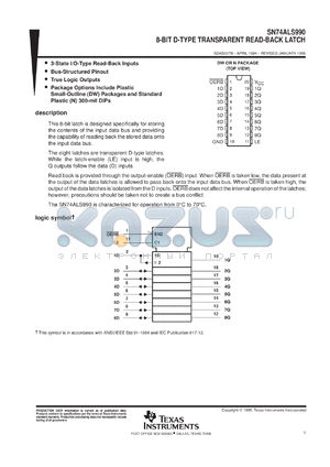 SN74ALS990DWR datasheet - OCTAL D-TYPE TRANSPARENT READ-BACK LATCHES