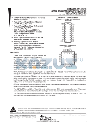 SN74LV573DBR datasheet - OCTAL TRANSPARENT D-TYPE LATCH WITH 3-STATE OUTPUTS