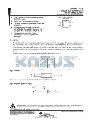 SN74AHCT1G126DBVR datasheet - SINGLE BUS BUFFER GATE WITH 3-STATE OUTPUT