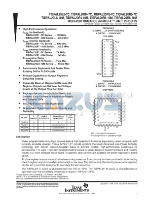 TIBPAL20R8-10MFKB datasheet - HIGH-PERFORMANCE IMPACT-X(TM) PAL(R) CIRCUITS