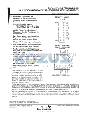 5962-86053033A datasheet - HIGH-PERFORMANCE IMPACT-X(TM) PROGRAMMABLE ARRAY LOGIC CIRCUITS